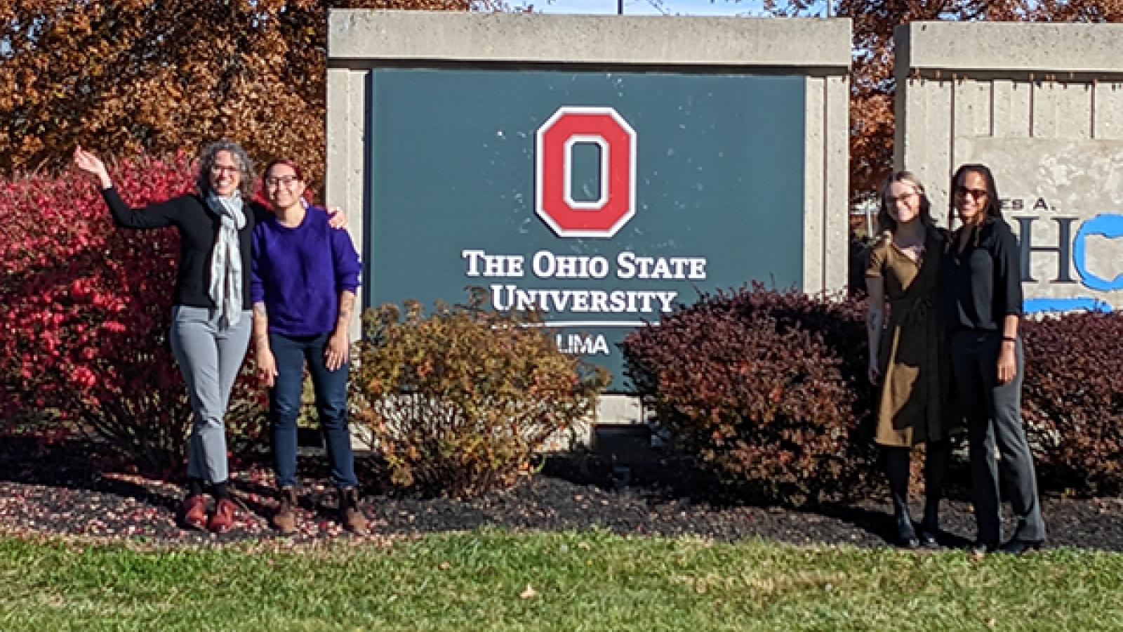 OPEEP Co-Directors and staff stand in front of OSU Lima campus sign