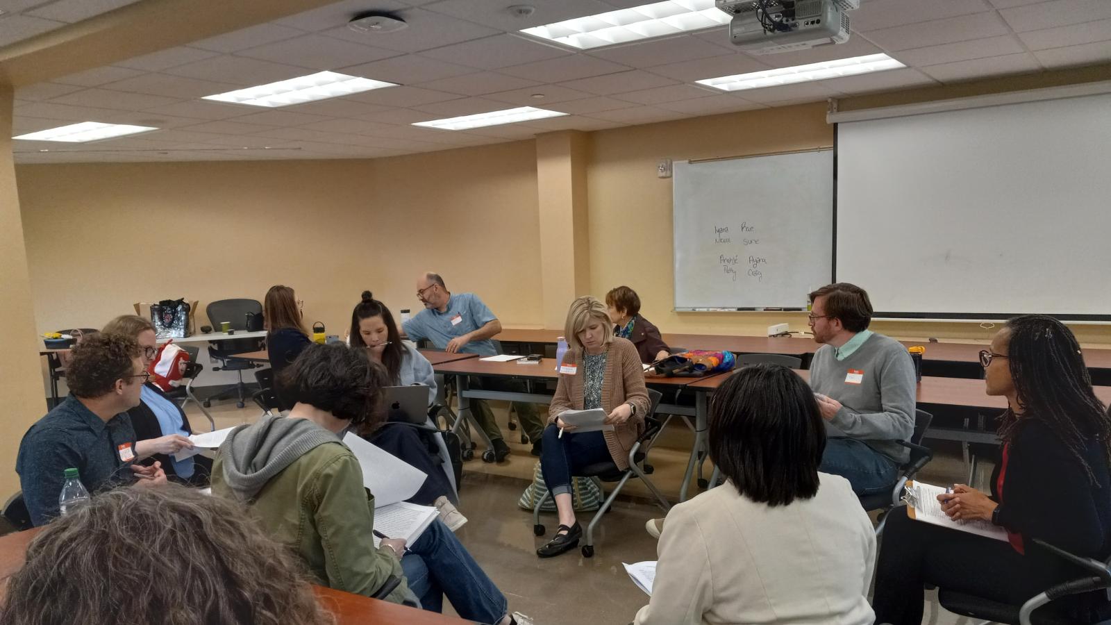Instructor trainees participate in a "fishbowl" activity during OPEEP's May 2023 Instructor Training.
